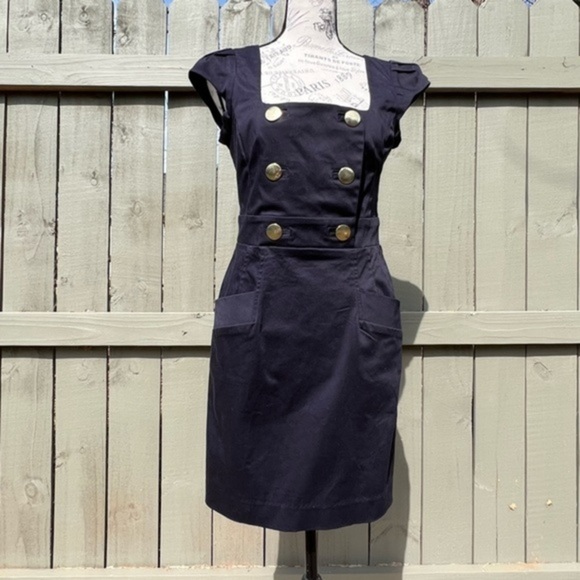 French Connection Mini Uniform Dress in Navy - Picture 8 of 15